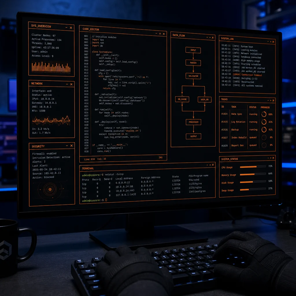 Digital audit interface on a dark screen